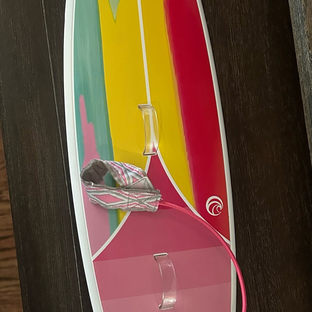 American Girl Multicolor Surfboard with Pink Leash